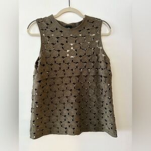 Bobeau Olive Sleeveless layering Crochet Vest Top size S